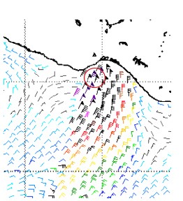 Satellite-measured wind speeds during a severe Tehuantepecer event.