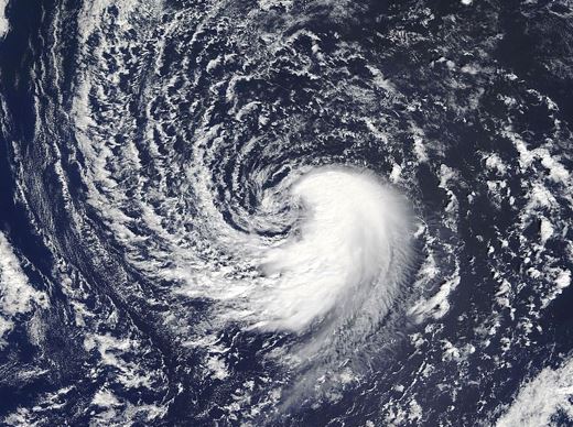 A satellite image of a subtropical cyclone