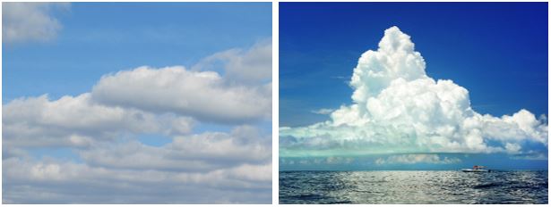 Stratocumulus and cumulonimbus clouds