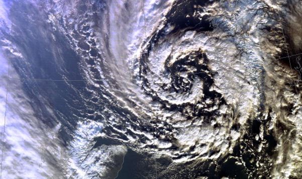 A satellite image of a minor low