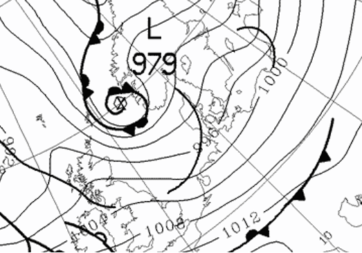 Analysis of the Polar Low from the satellite image from December 6th, 2011.