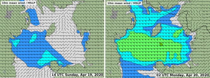 Two forecast charts show an example of a sea breeze 
