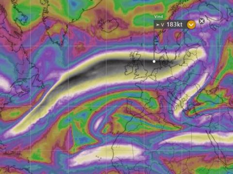 Jet stream over Europe