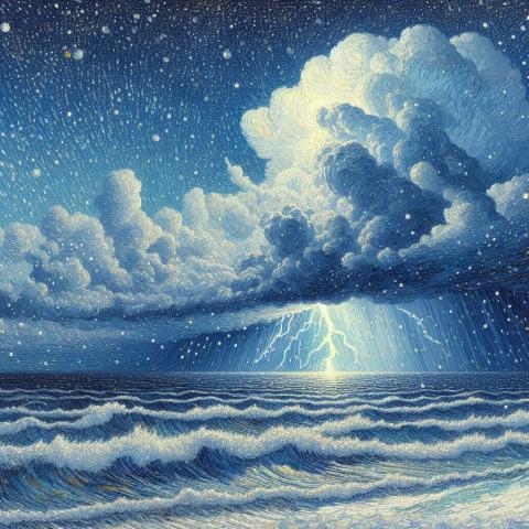 An illustration of a shower of snow with lightning - thundersnow